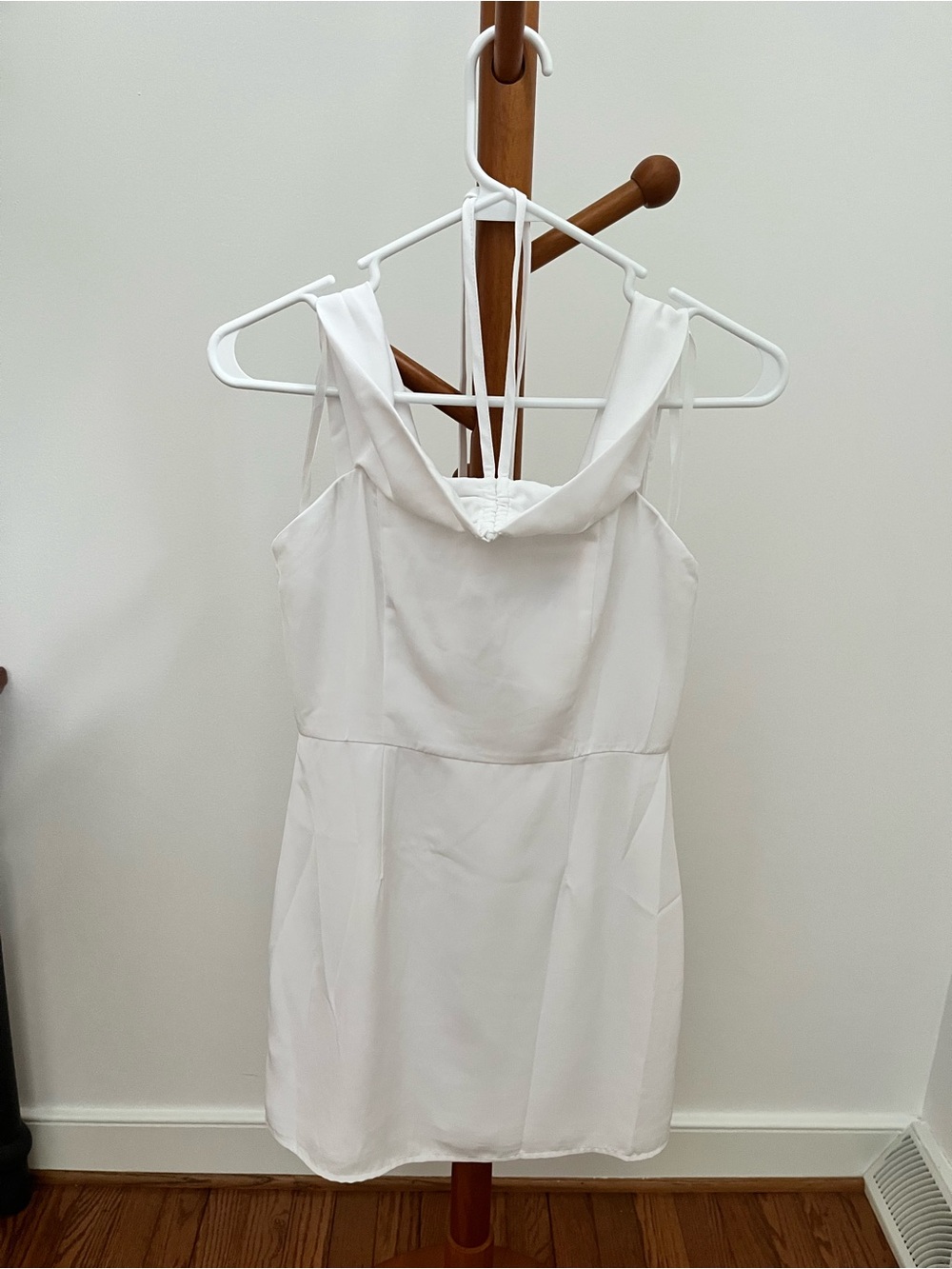 superdown White Cowl Neck Mini Dress